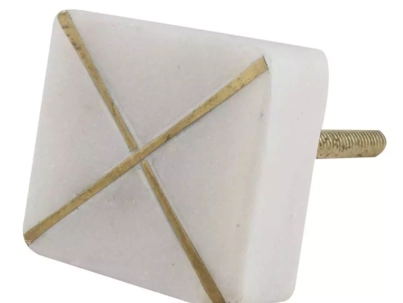 46767White Stone Square Gold Cross Dresser Knob (2)