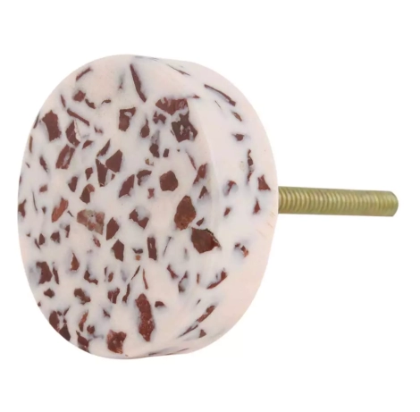 53517Baby Pink Terrazzo Marble Round Cabinet Knobs (2)