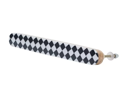 60404Black and White Checkerboard Resin and Wood Door Handle (2)