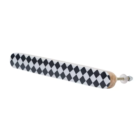 60404Black and White Checkerboard Resin and Wood Door Handle (2)