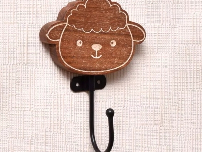 61207Brown Wooden Sheep Wall Hooks For Hanging